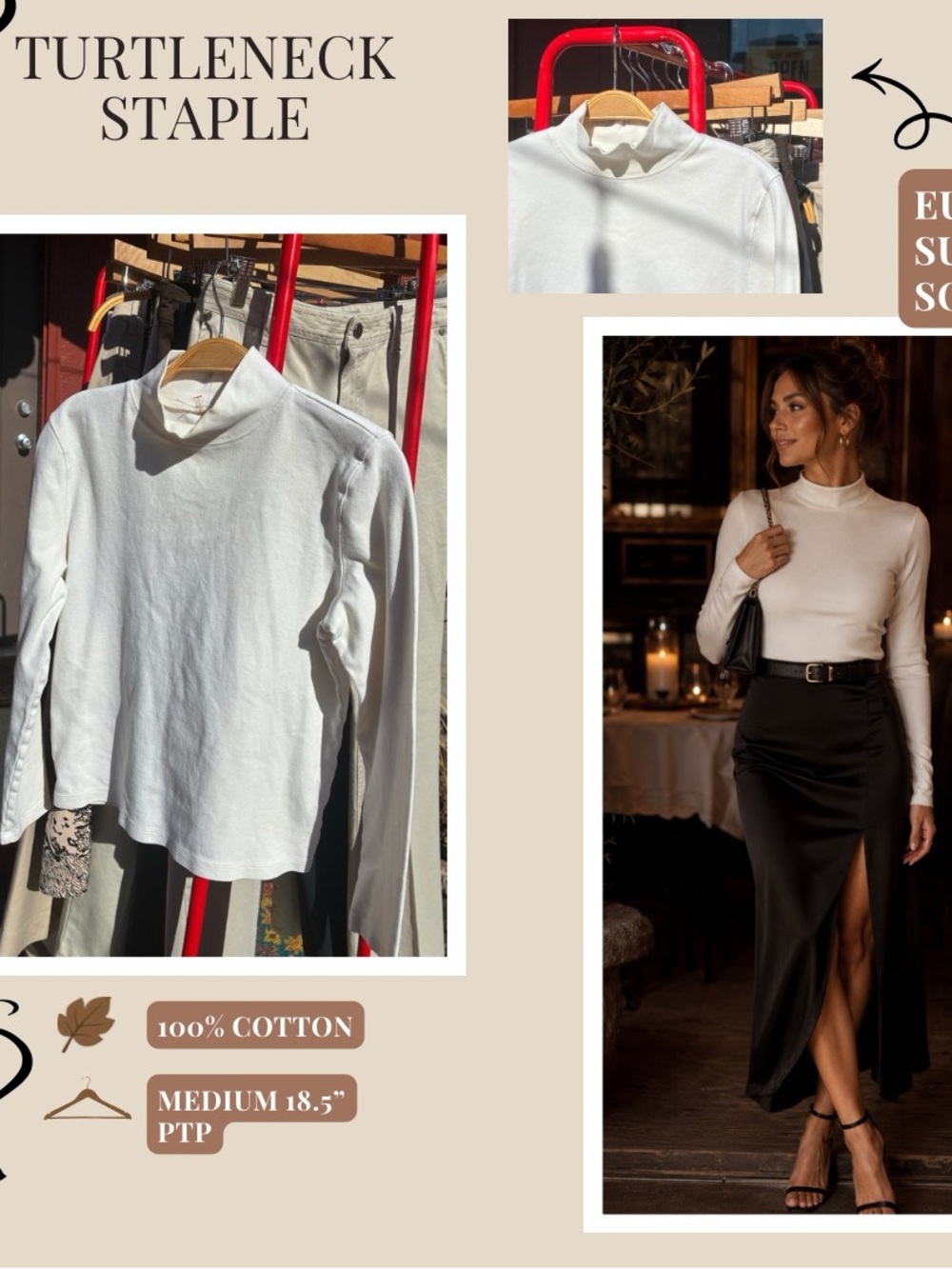 Classic White Turtleneck Long Sleeve Top